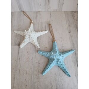 Hanging starfish AS IS white blue ocean sea life set home decor unique creature